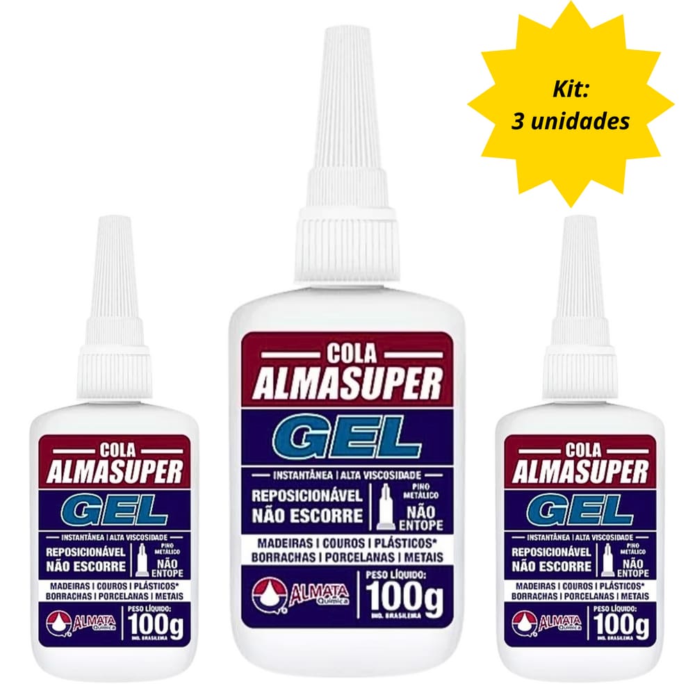 Kit 3 und - Cola Alma Super - Gel - 100 gramas