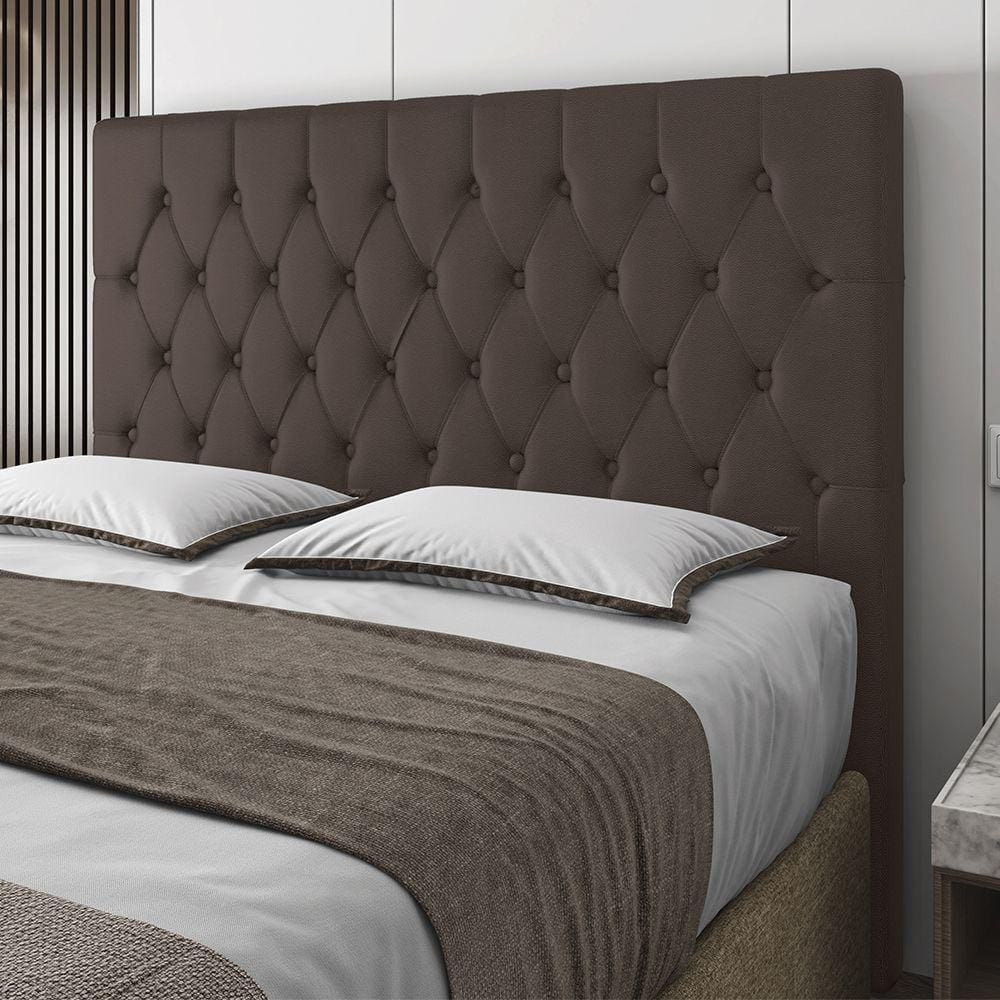 Cabeceira Solteiro Potenza 90cm Material Sintético Marrom c/ Frame Italian Flex