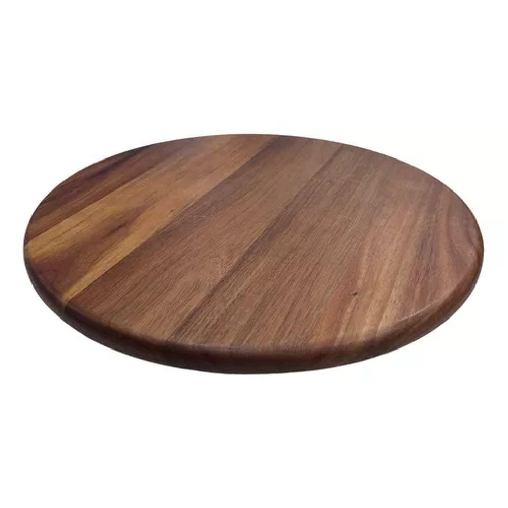 Bandeja Giratória Premium 360º Madeira Acácia Natural 38cm