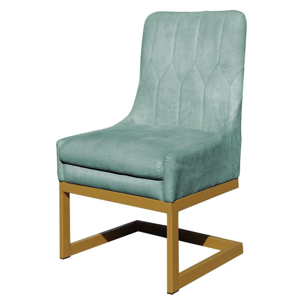 Cadeira Poltrona Estofada para Sala de Jantar Valentina Veludo Base Dourada - Estopar