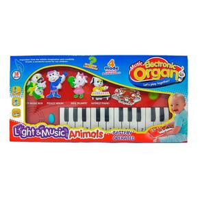 Teclado piano musical infantil fazendinha colorida com luz wellmix