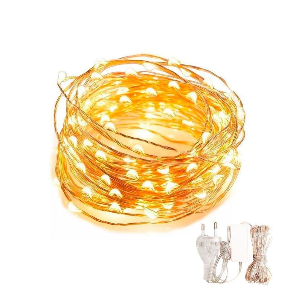 Arame Led Fio De Fada Cordão Luz 5M 200 Leds Tomada Bivolt