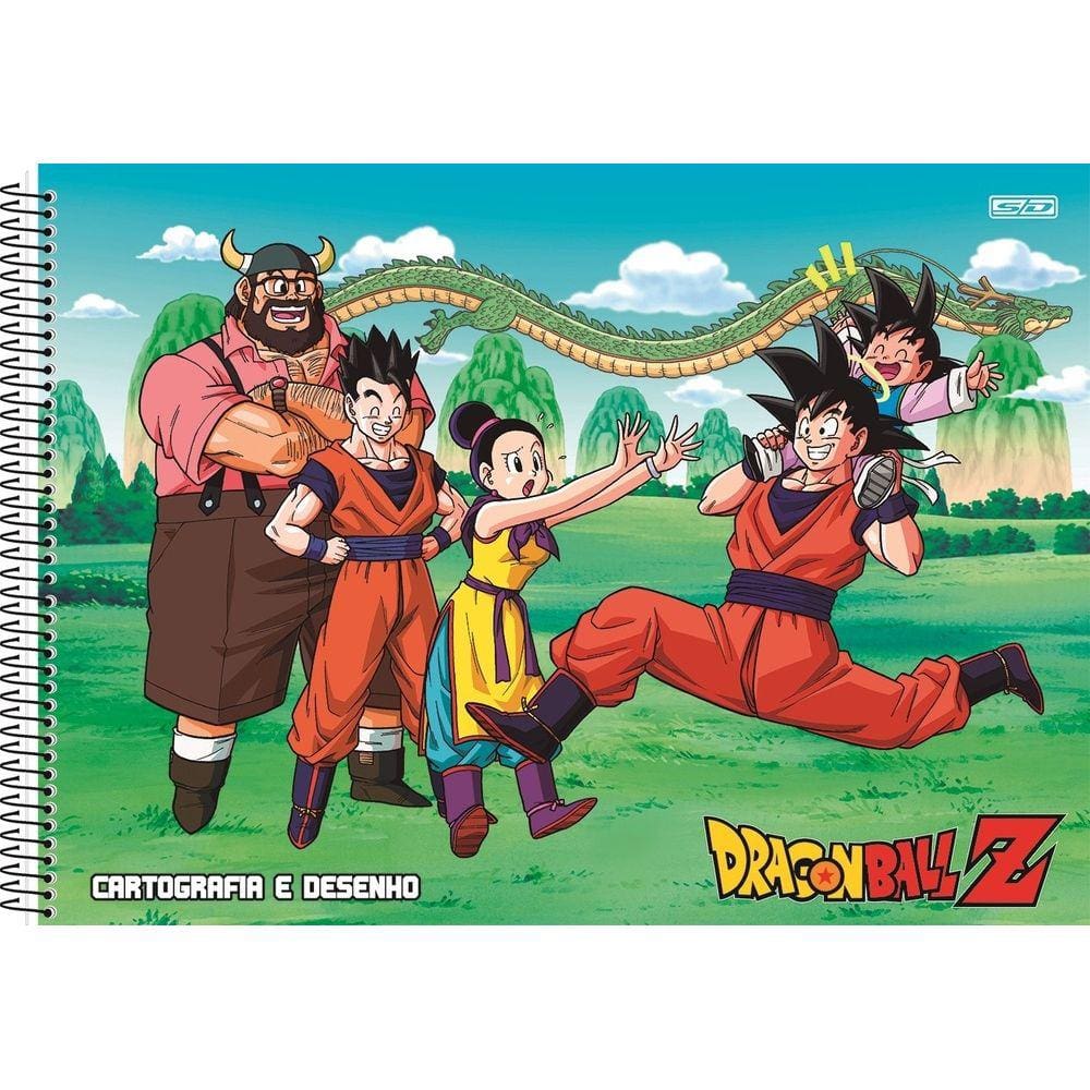 Caderno Desenho e Cartografia Espiral Capa Dura Dragon Ball 60 Folhas - São Domingos