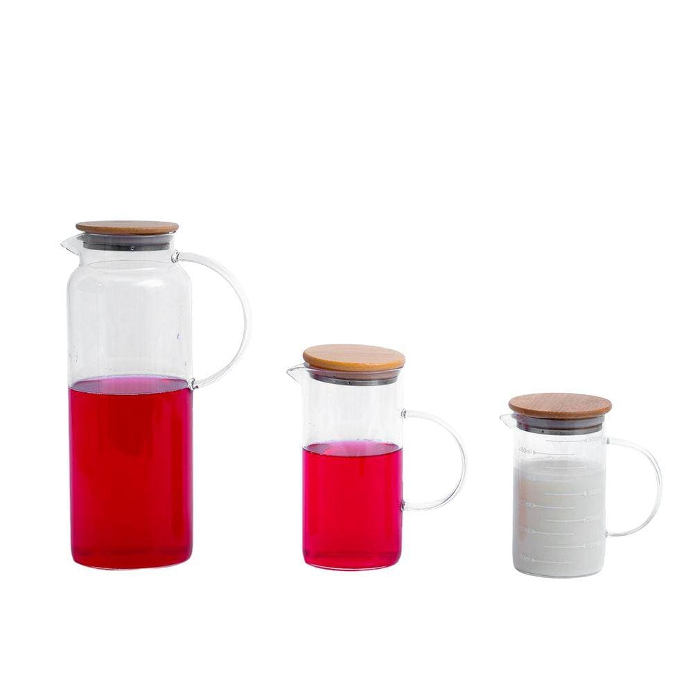 Kit 3 Jarras de Vidro Borossilicato Suco com Tampa de Bambu - Oikos