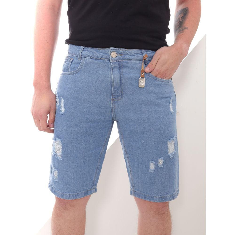 Bermuda Jeans masculina Rasgada Koenig