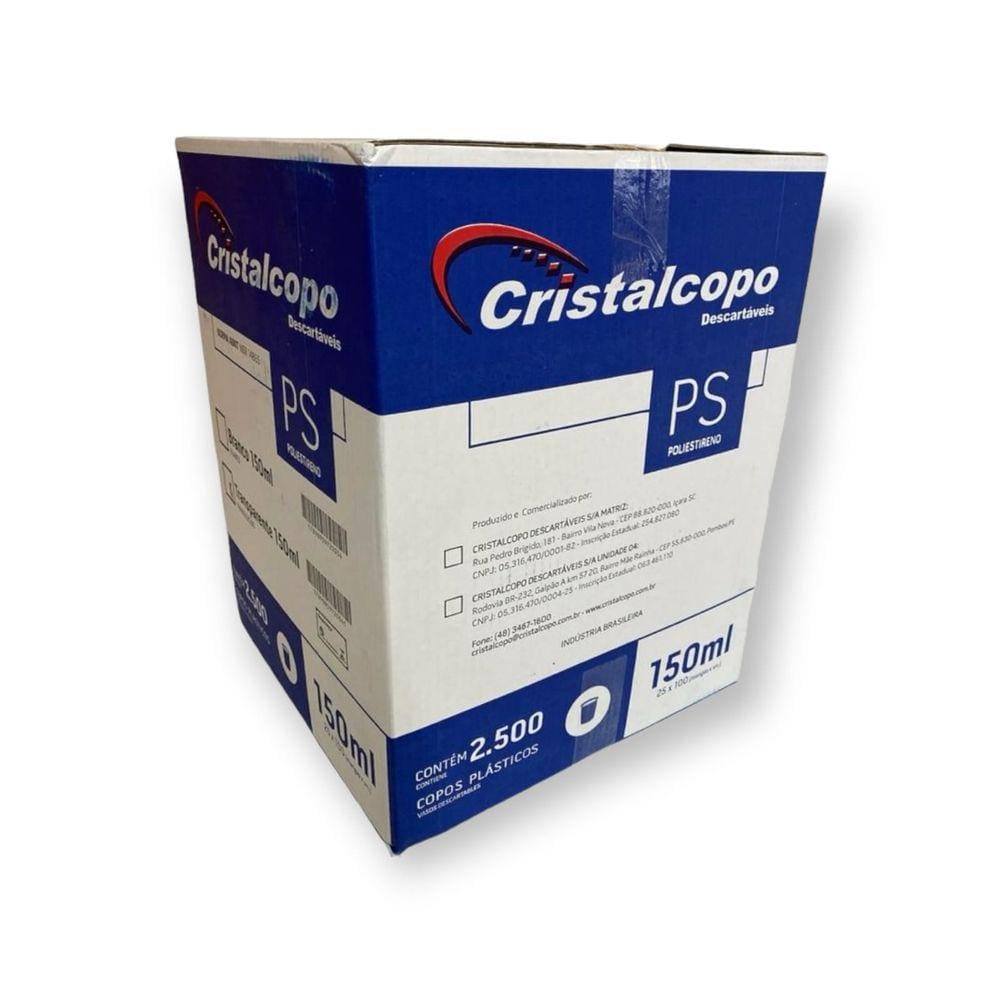 Copo Descartável 150ml Cristalcopo c/25x100 un