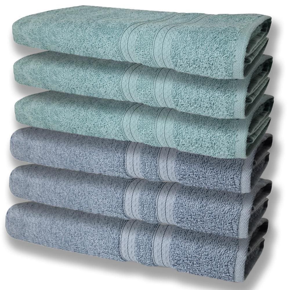 6 Toalhas Grande E Grossa Algodão Azul E Verde