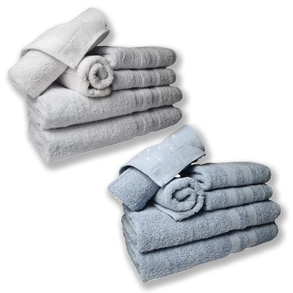 Jogo De Toalha 4 Banhos 4 Rostos 4 Grande Grossa Branco Azul