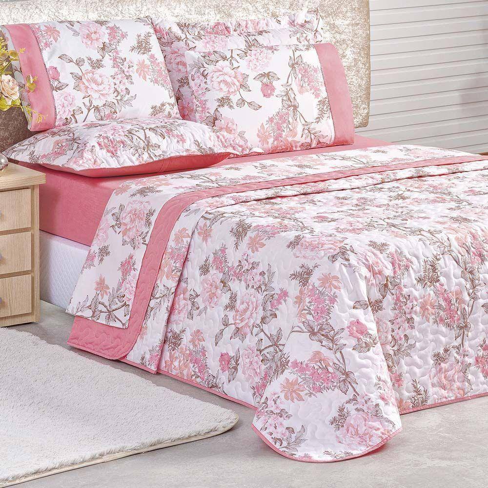 Cobre Leito Queen Suave 200 Fios 3 Peças - Rosa