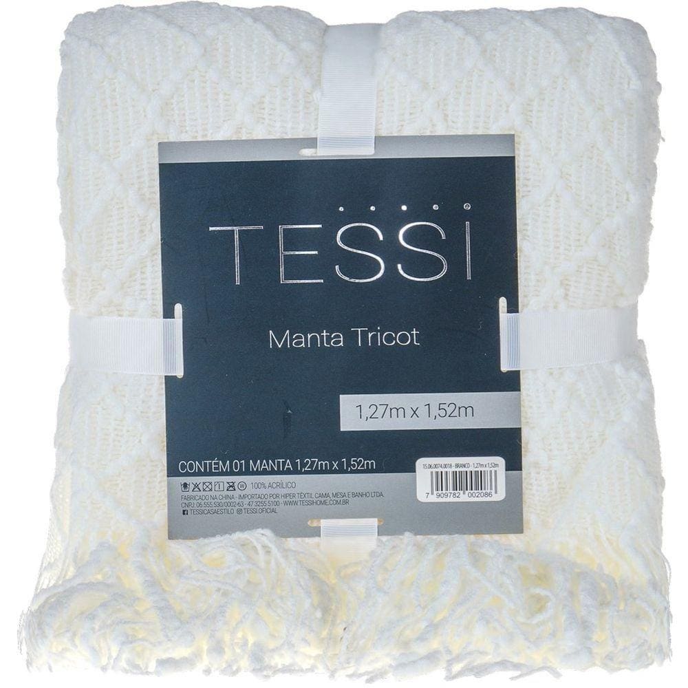 Manta Tricot Style Decorativa 127x152 Toque Super Macio Branco
