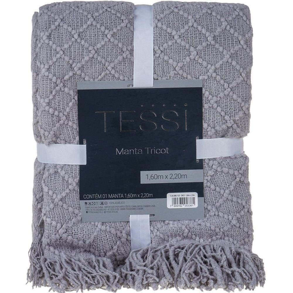 Manta Tricot Style Decorativa 160x220 Toque Super Macio Zinco