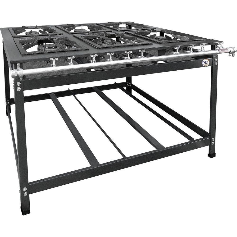 Fogao 6 Bocas Duplo Centro 40X40 Baixa Pressao Luxo Mr Fogoes 600203