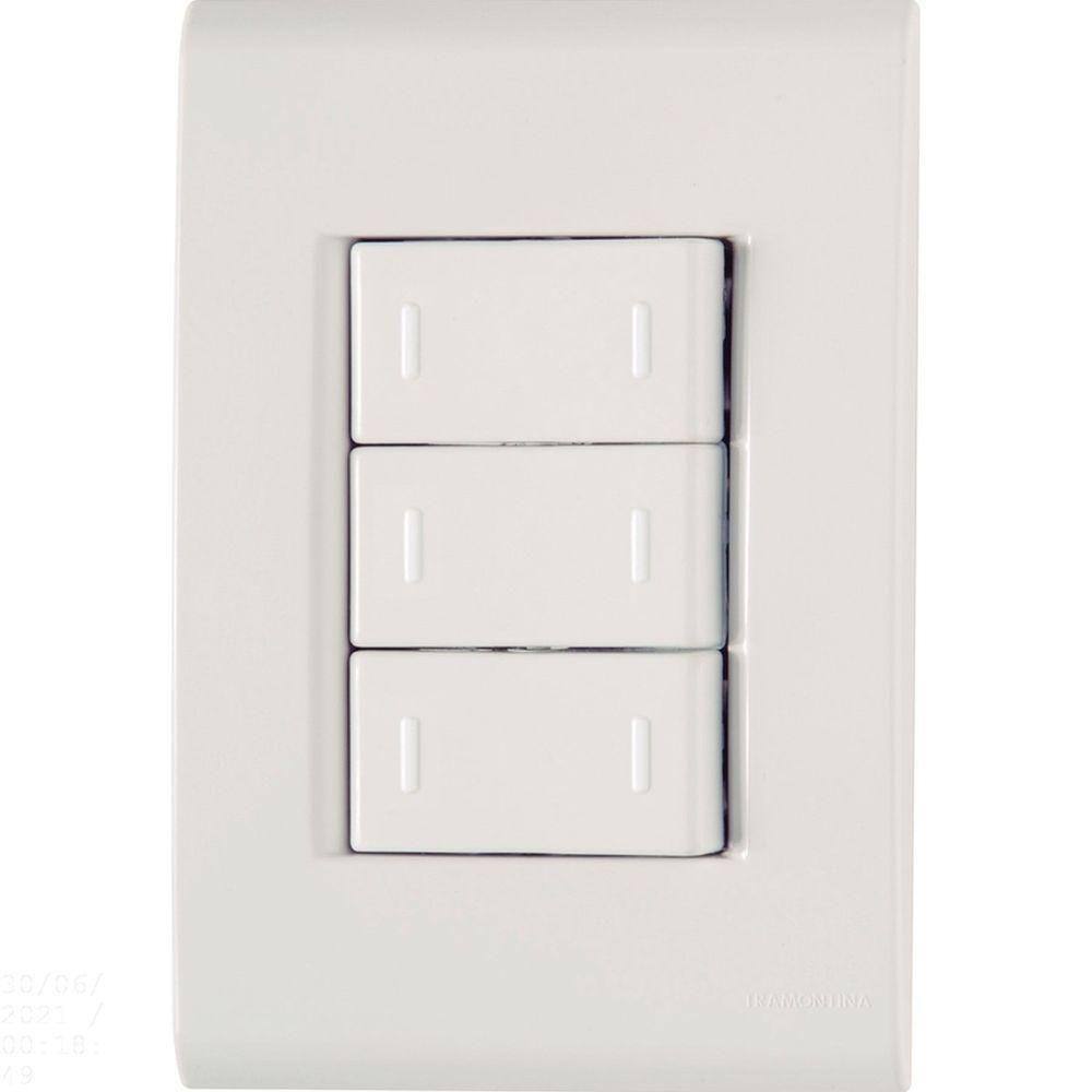 Conjunto 4x2 Com 3 Interruptores Paralelos Tramontina Liz 10 A 250 V Branco Tramontina