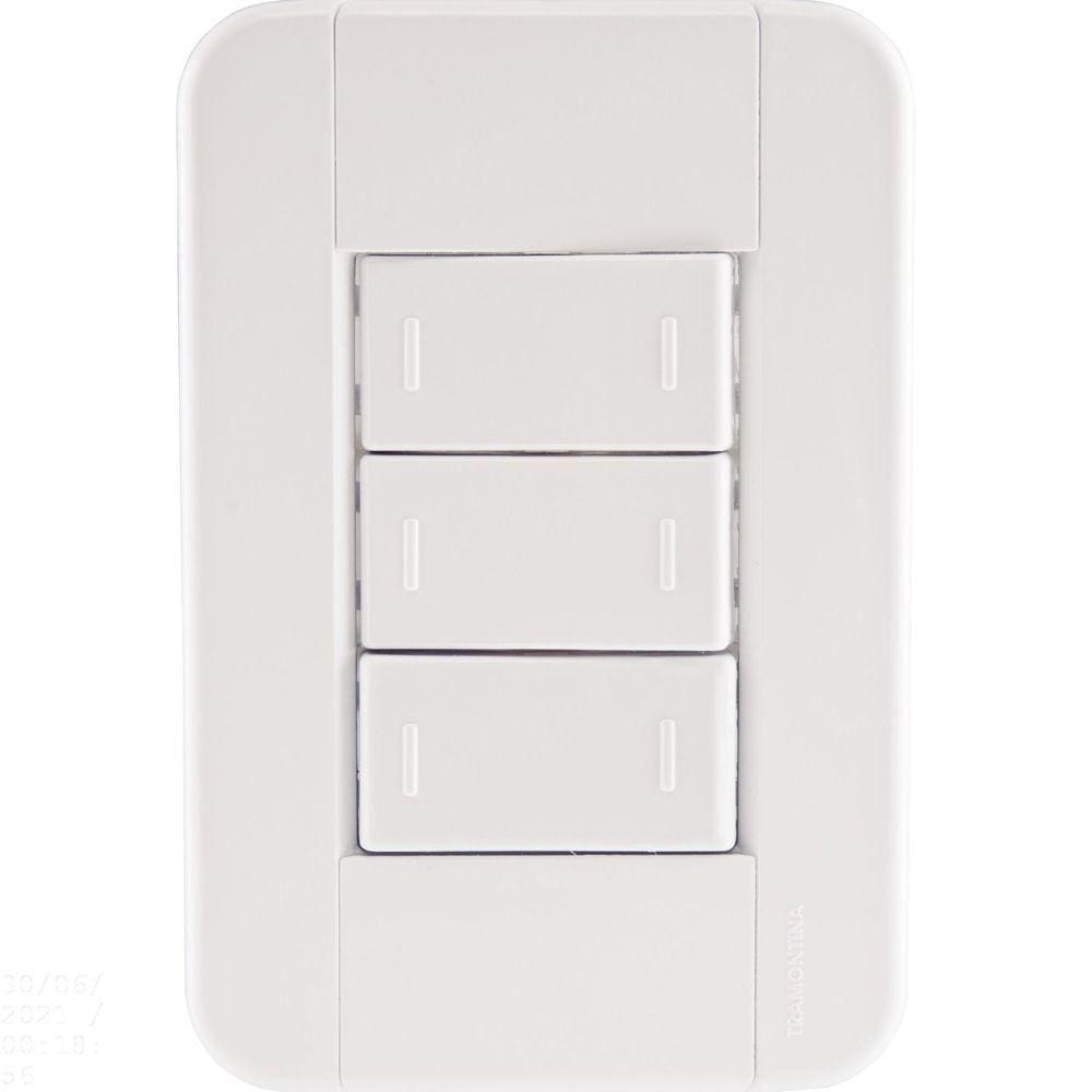 Conjunto 4x2 Com 3 Interruptores Paralelos 10 A 250 V Tramontina Tablet Branco Tramontina