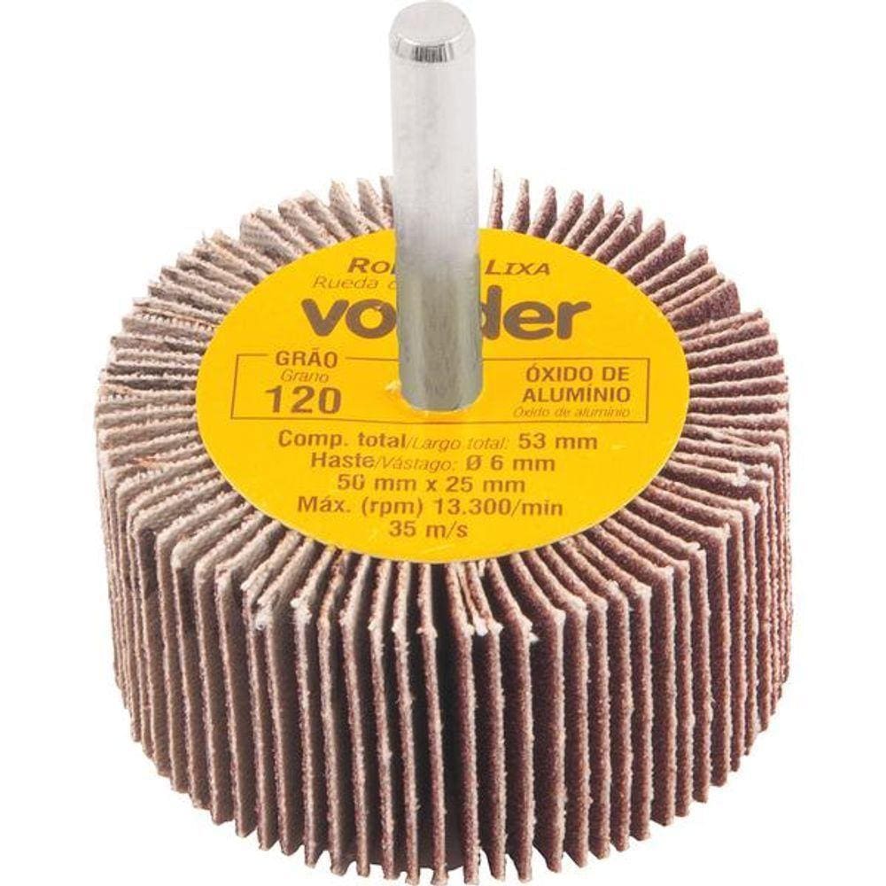 Roda De Lixa 50X25Mm Com Haste G120 - Vonder