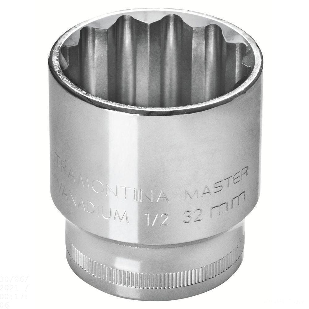 Soquete Estriado 21 Mm Encaixe 1/2” Em Aço Cromo Vanádio Com Acabamento Cromado