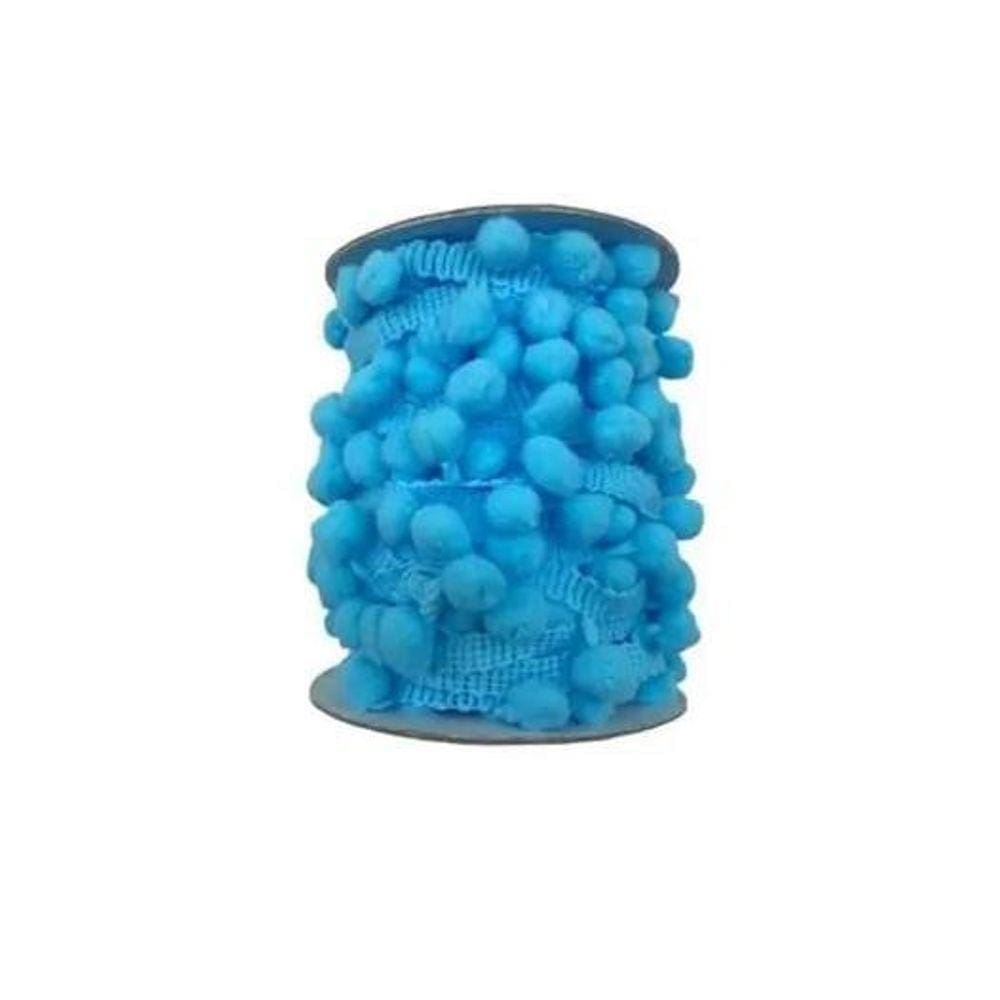 Rolo De Fita Pompom Grelot 7Mm Azul Claro Com 10 Metros