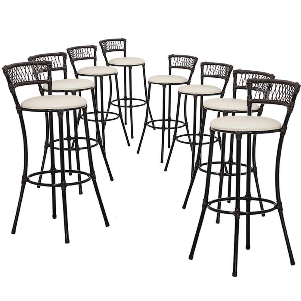 Kit Com 8 Banquetas Altas Forts Gelo Floral, Fibra Uv Bancada, área Goumert, Bar, Piscina, Balcão