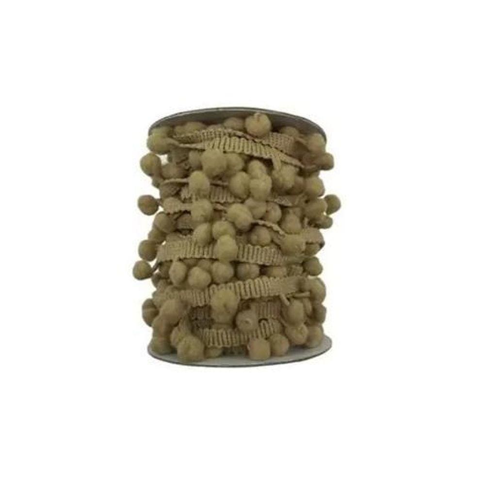 Rolo De Fita Pompom Grelot 7Mm Marrom Claro Com 10 Metros