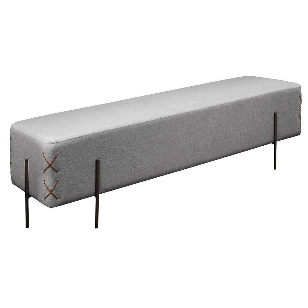 Recamier Banco Eros Luxo Preto Castellar Móbile Linho Cinza Linho Cinza