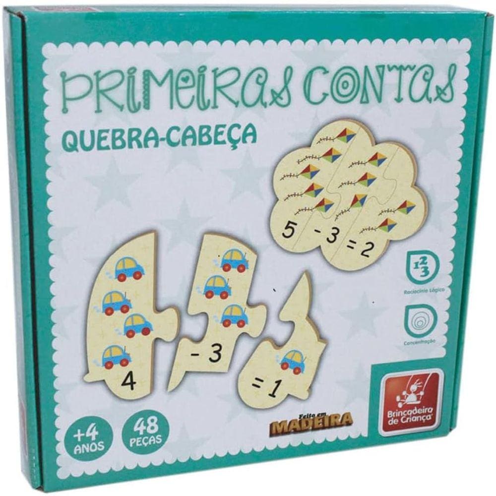 Brinquedo Pedagógico Madeira Primeiras Contas 48 peças
