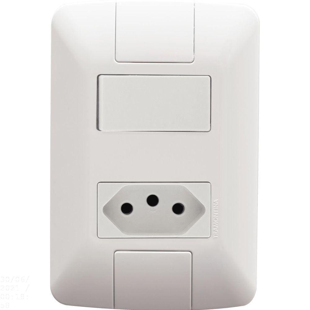 Conjunto 4x2 Com 1 Interruptor Simples 6 A 250 V E 1 Tomada 2p+t 20 A 250 V Aria Branco