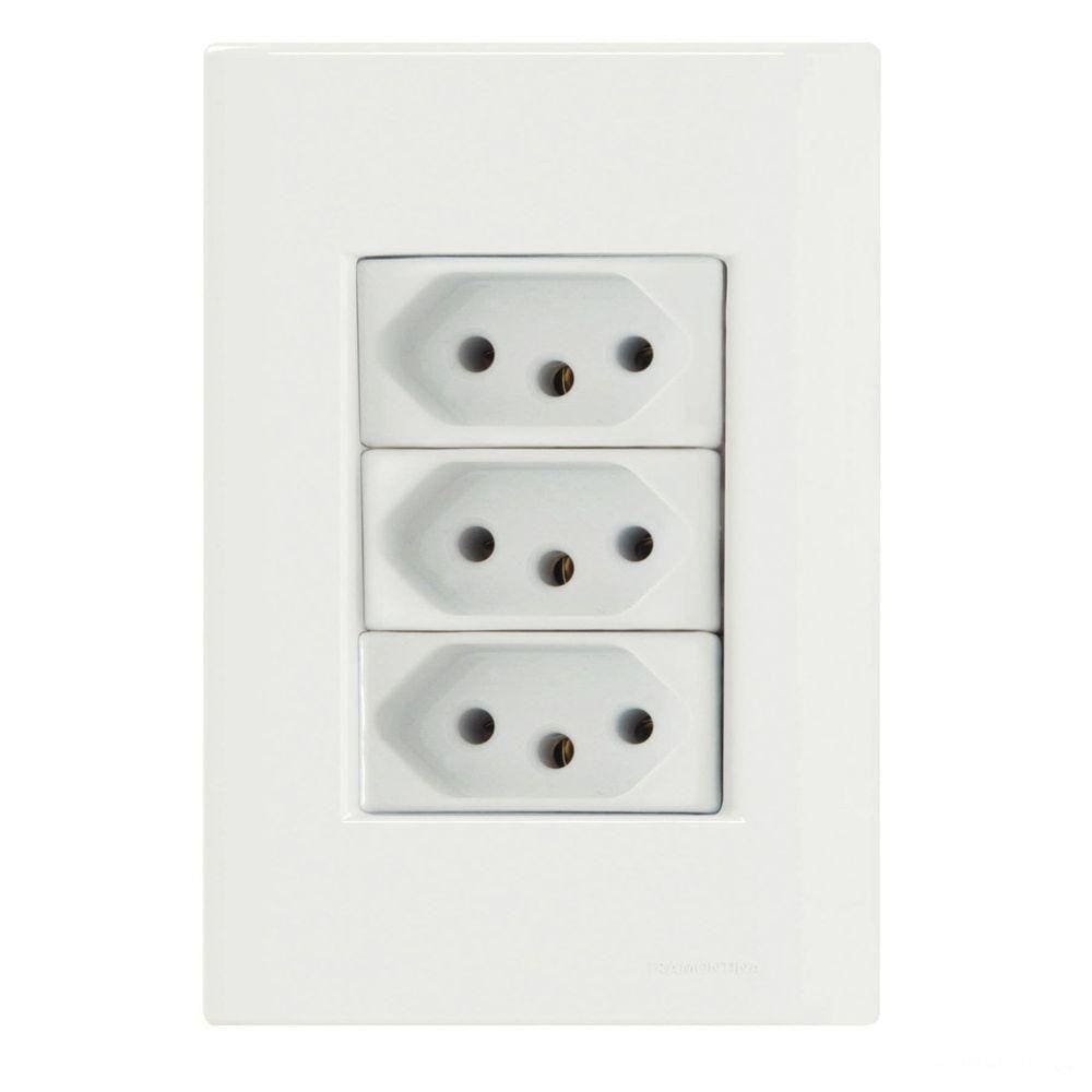 Conjunto 4x2 Com 3 Tomadas 2p+t 20 A 250 V Tramontina Giz Branco Tramontina