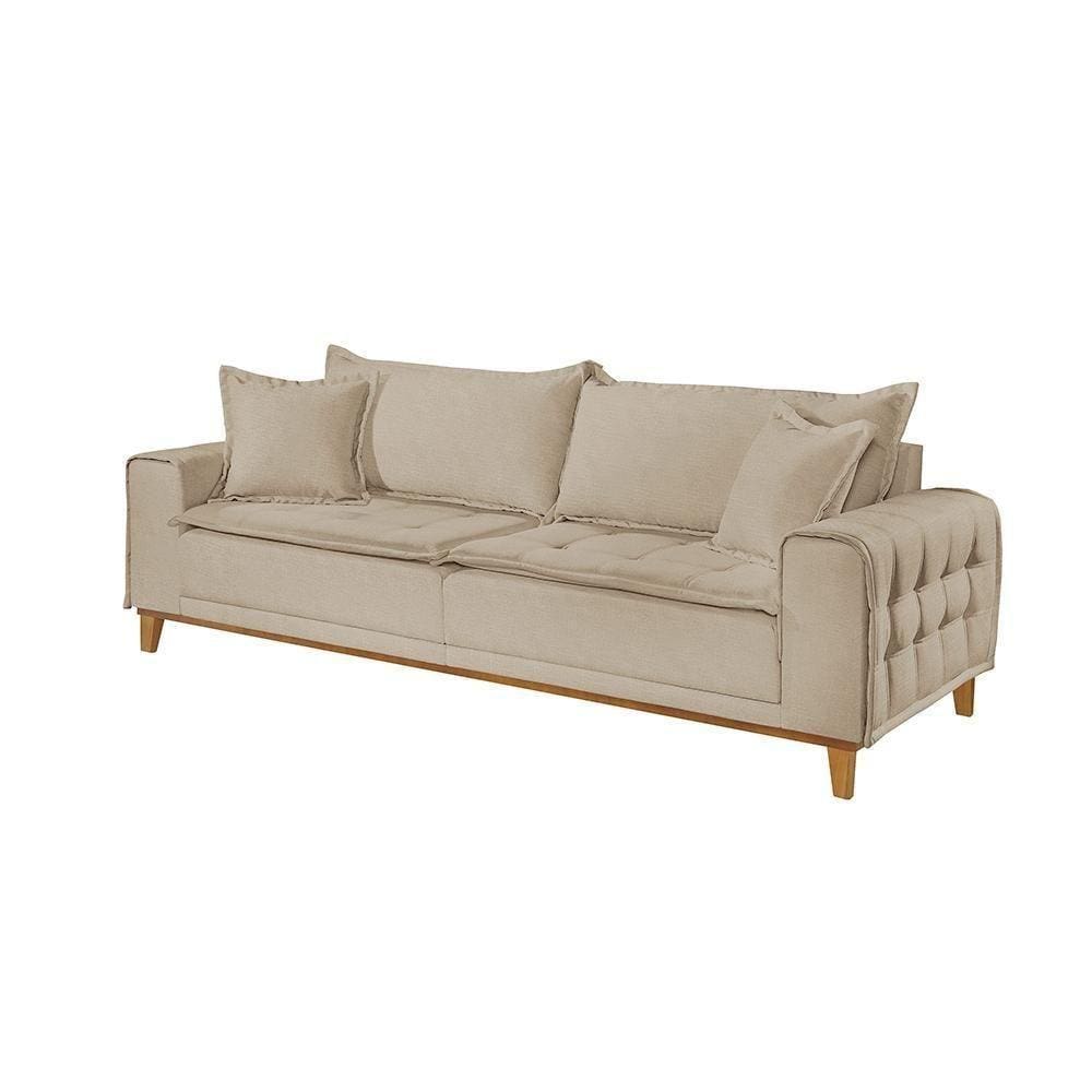 Sofá Fixo Orfeu 3 Lugares Luxo 2,00m Castellar Móbile Linho Bege