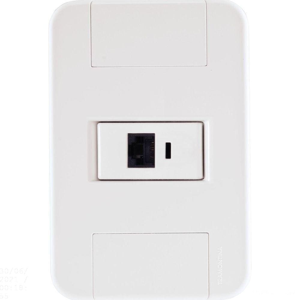 Conjunto 4x2 Com 1 Tomada Rj45 Cat. 6 Tramontina Tablet Branco Tramontina