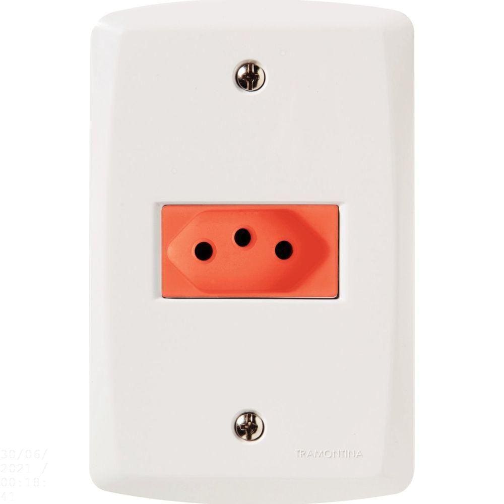 Conjunto 4x2 Com 1 Tomada 2p+t 20 A 250 V Tramontina Lux2 Vermelho E Branco Tramontina