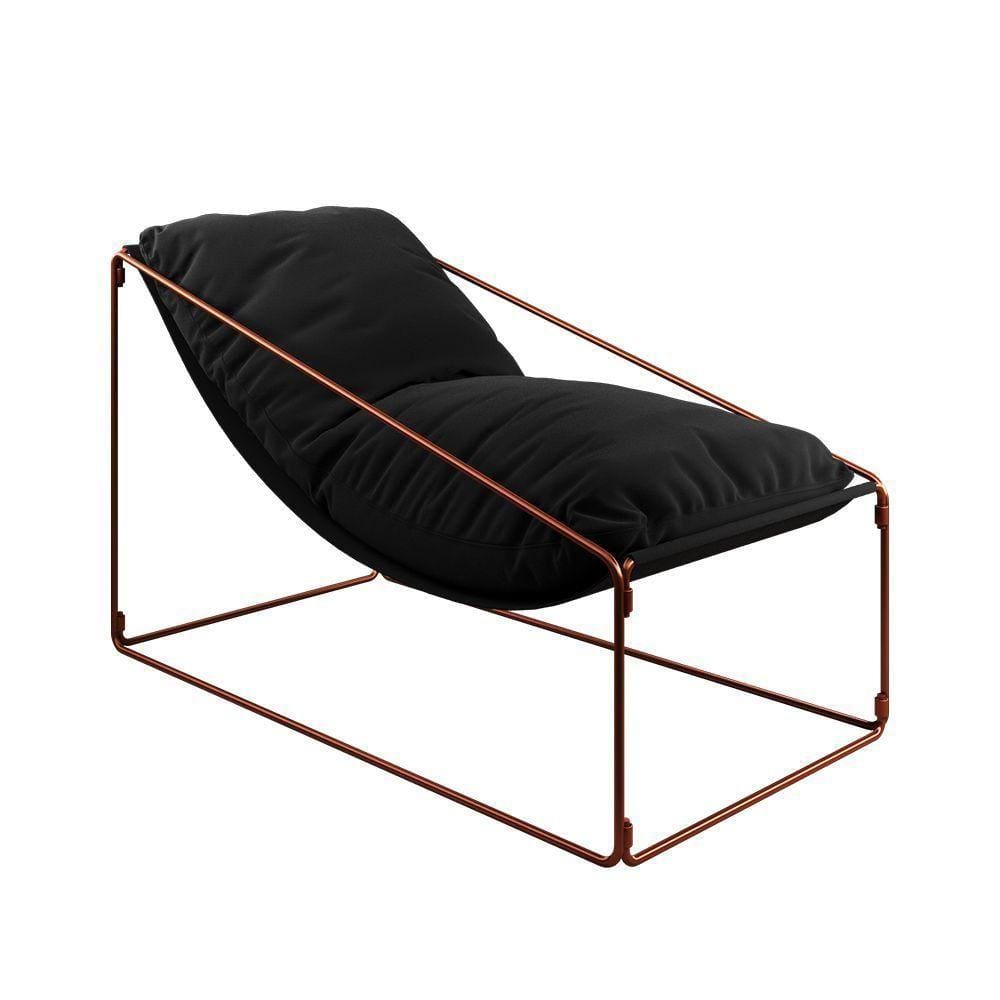 Espreguiçadeira Industrial Arpoador Com Almofada Cobre E Preto - Cor: Preto