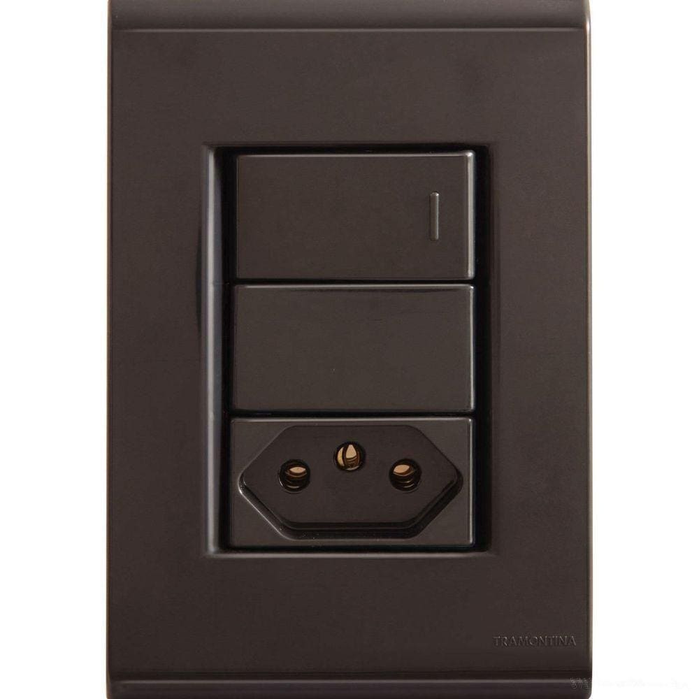 Conjunto 4x2 Com 1 Interruptor Simples 10 A 250 V E 1 Tomada 2p+t 10 A 250 V Liz Grafite