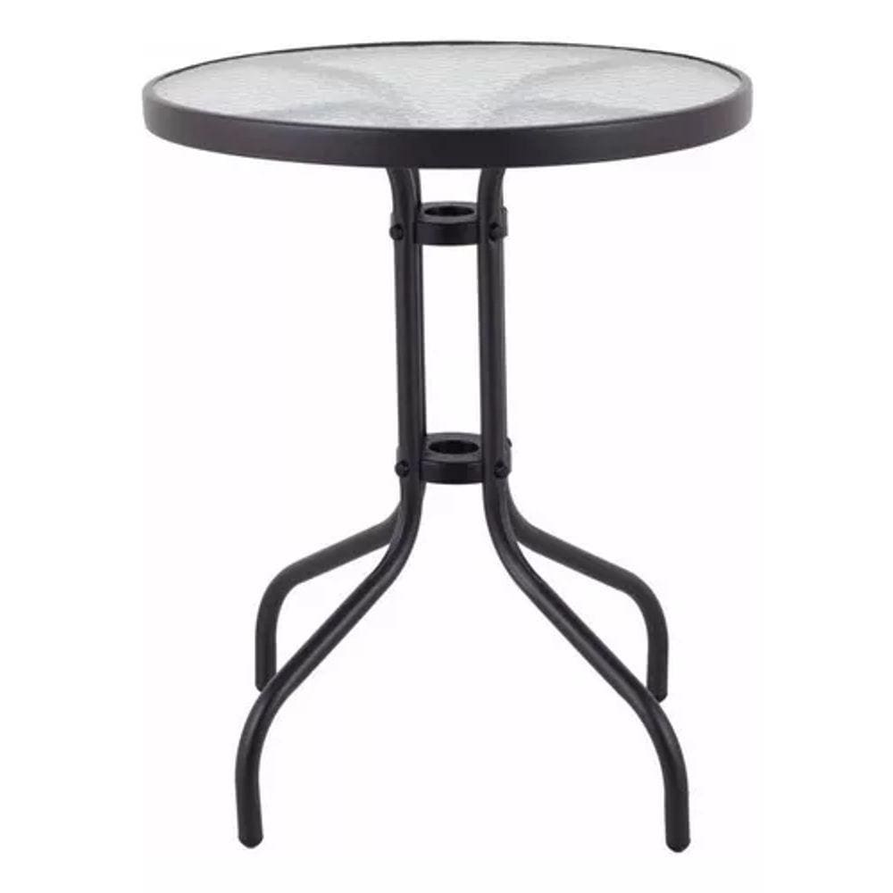 Mesa Redonda Aço Vidro 60x70cm Jardim Varanda - Home Deluxe