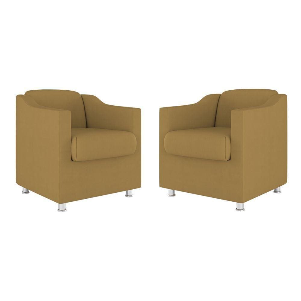Kit 02 Cadeiras Poltronas Decorativas Recepção Clinica Suede Cor:capuccino