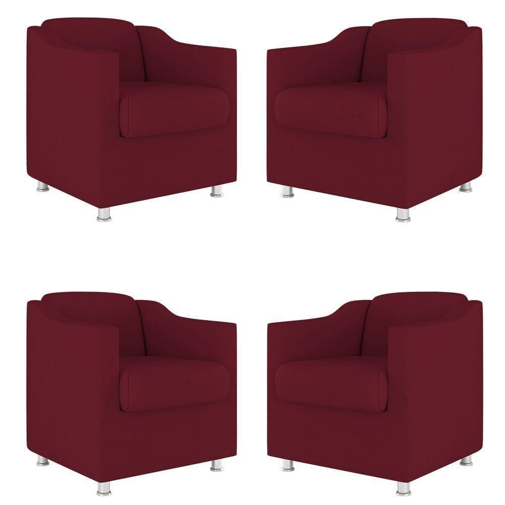 Kit 04 Cadeira Poltronas Decorativas Sala De Espera Clinica Cor:marsala