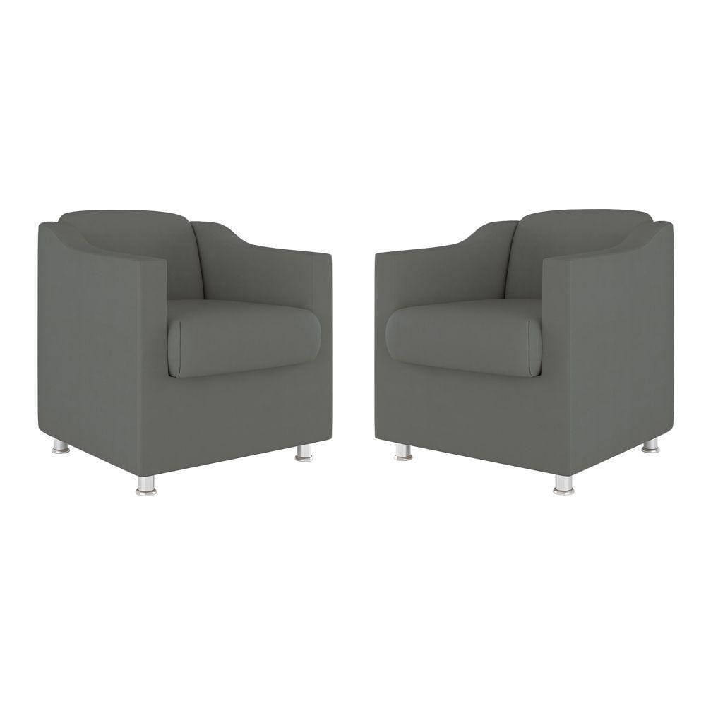 Kit 02 Cadeiras Poltronas Decorativas Recepção Clinica Suede Cor:cinza