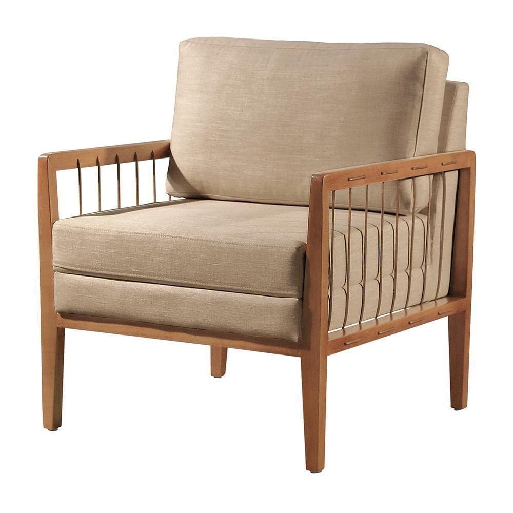 Poltrona Gael Luxo Madeira Maciça Castellar Móbile Linho Bege Linho Bege