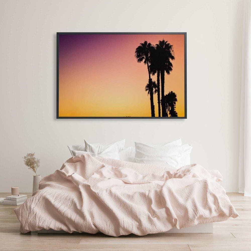 Quadro Fim De Tarde Palmeiras 60x40 Cm Vidro Impresso