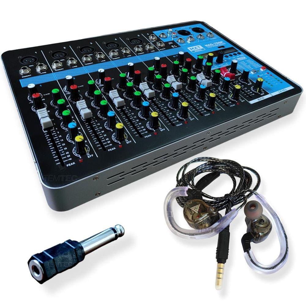 Console Mesa De Som Mixer 7 Canais Fone Retorno Preto