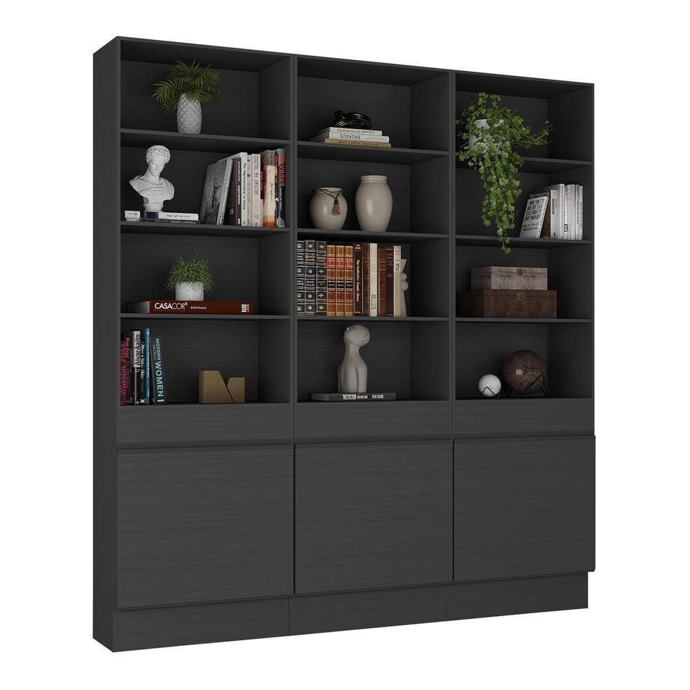 Armário/estante Escritório 3 Portas Multimóveis Mp7001 Preto Preto