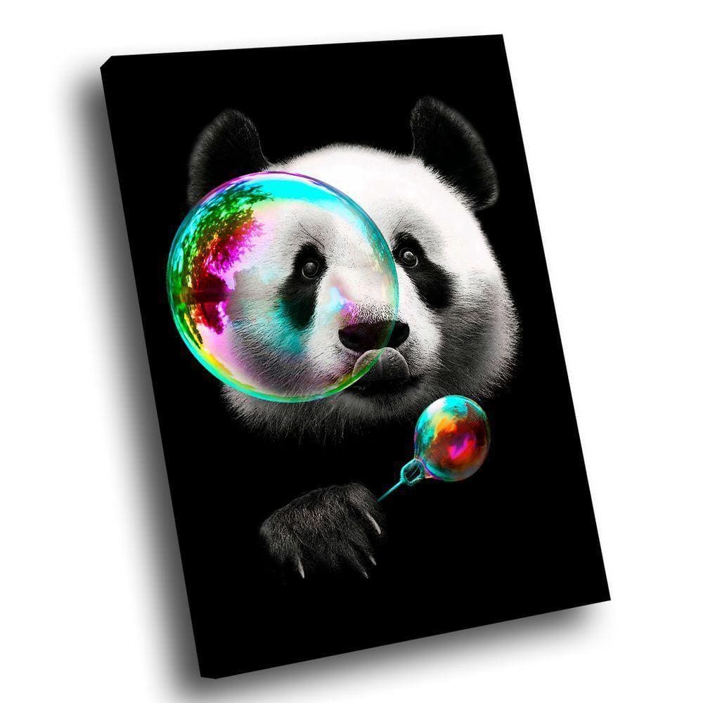 Quadro Panda Com Bolha De Sabão Br Artes Grande 118x78