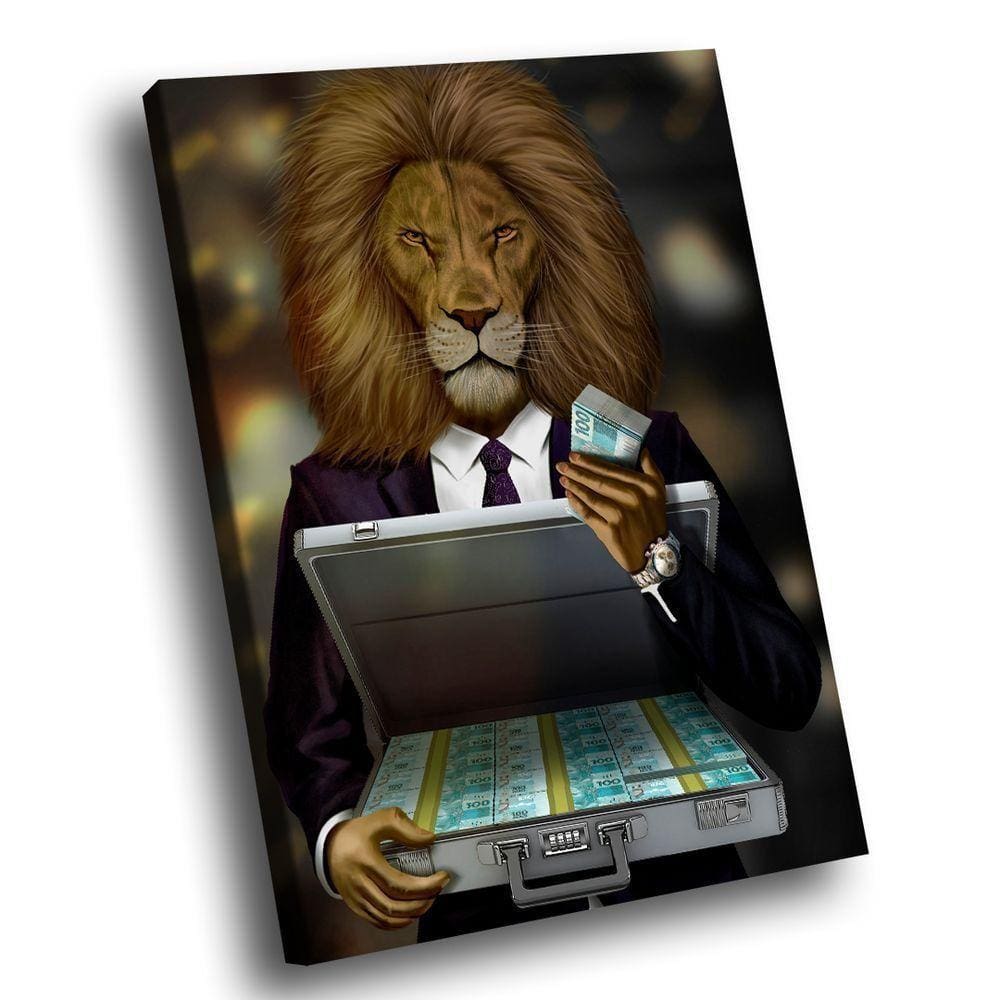 Quadro Decorativo Lion Money Grande 118x78