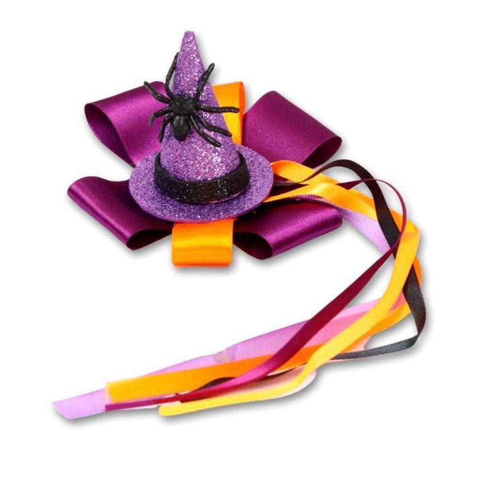 Presilha Chapéu Bruxa Pequeno com Aranha - Halloween