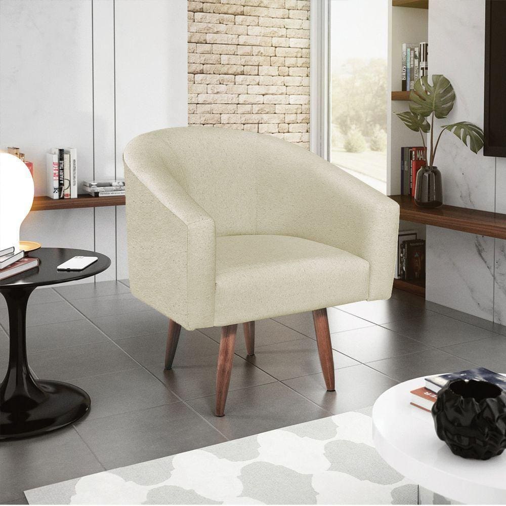 Poltrona Decorativa Luiza Pés Palito Suede - Doce Sonho Móveis Bege