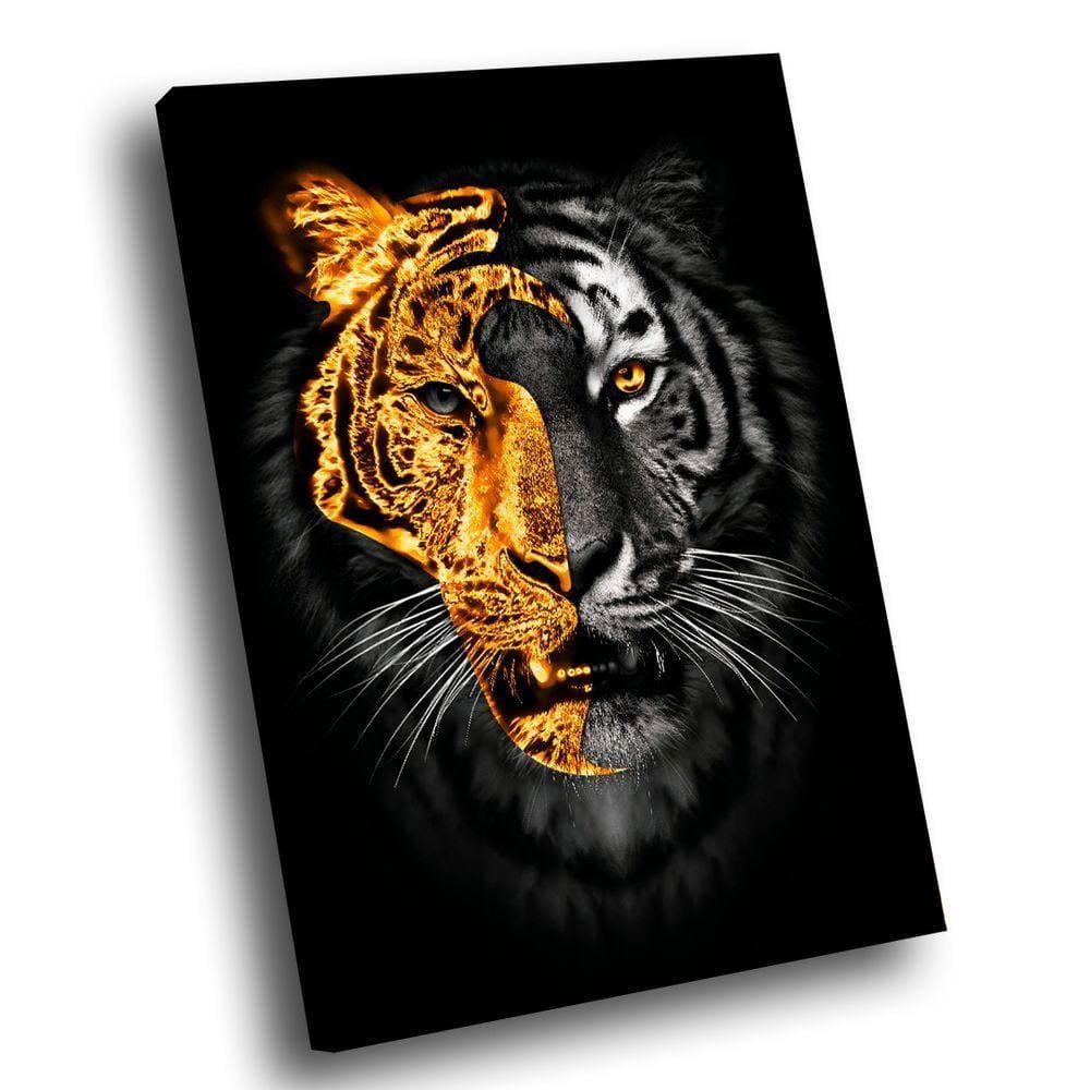 Quadro Tigre Ouro Br Artes Médio 84x54