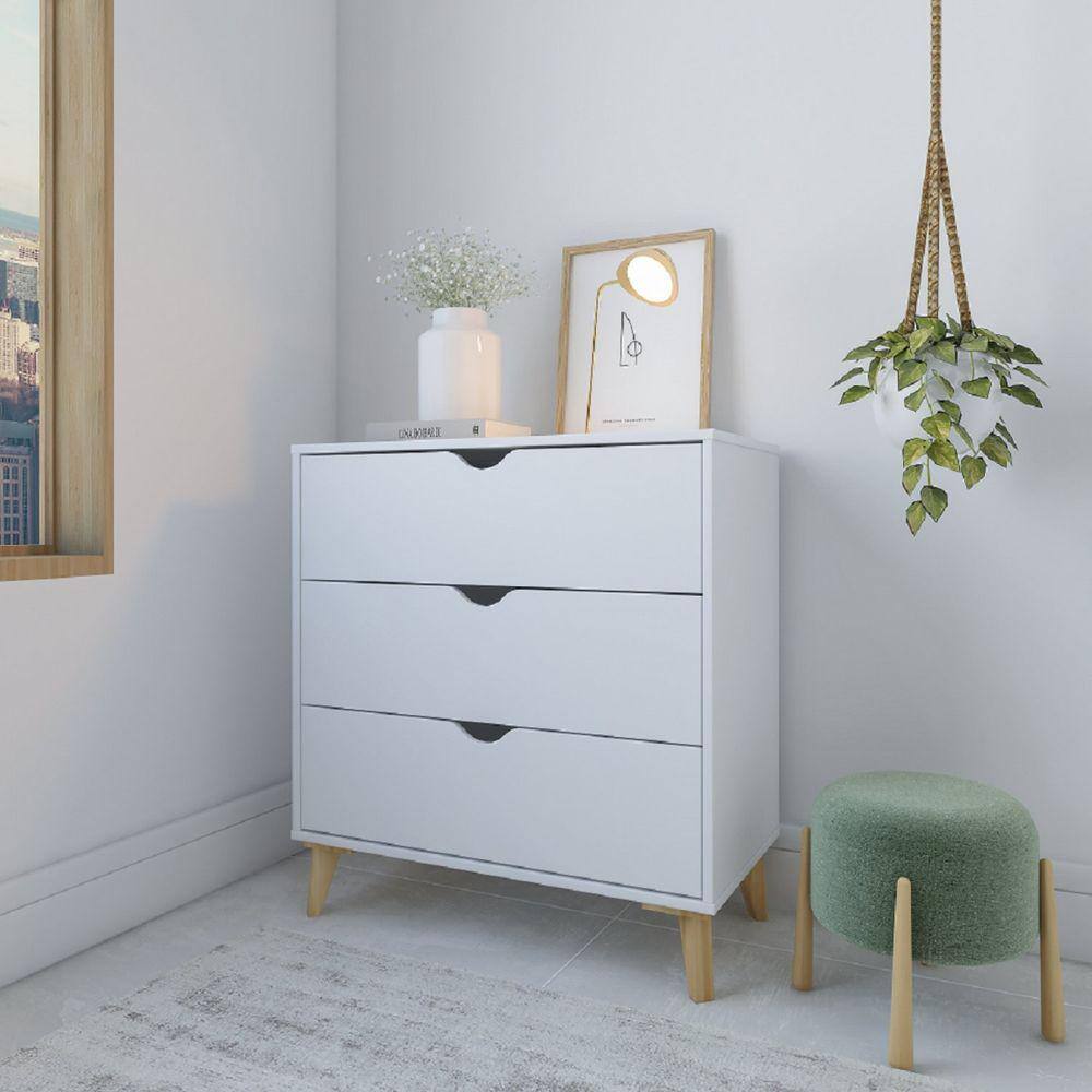 Cômoda Ipanema Alta 3 Gavetas em MDP e Pintura BP Fosca Branco