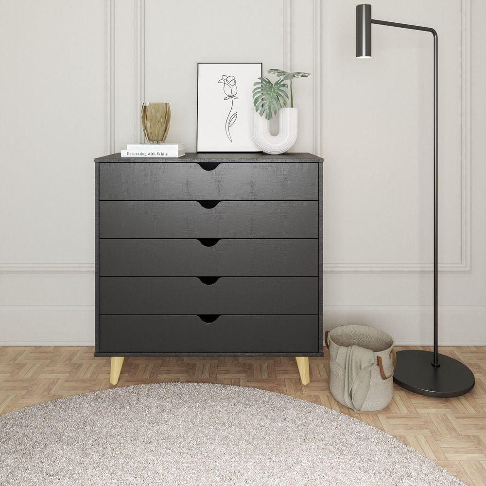 Cômoda Ipanema 5 Gavetas em MDP e Pintura BP Fosca Preto
