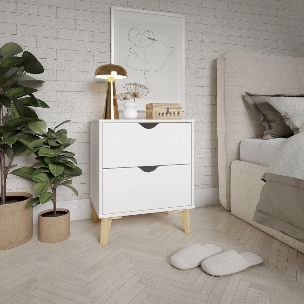 Mesa de Cabeceira Ipanema 2 Gavetas em MDP e Pintura BP Fosca Branco