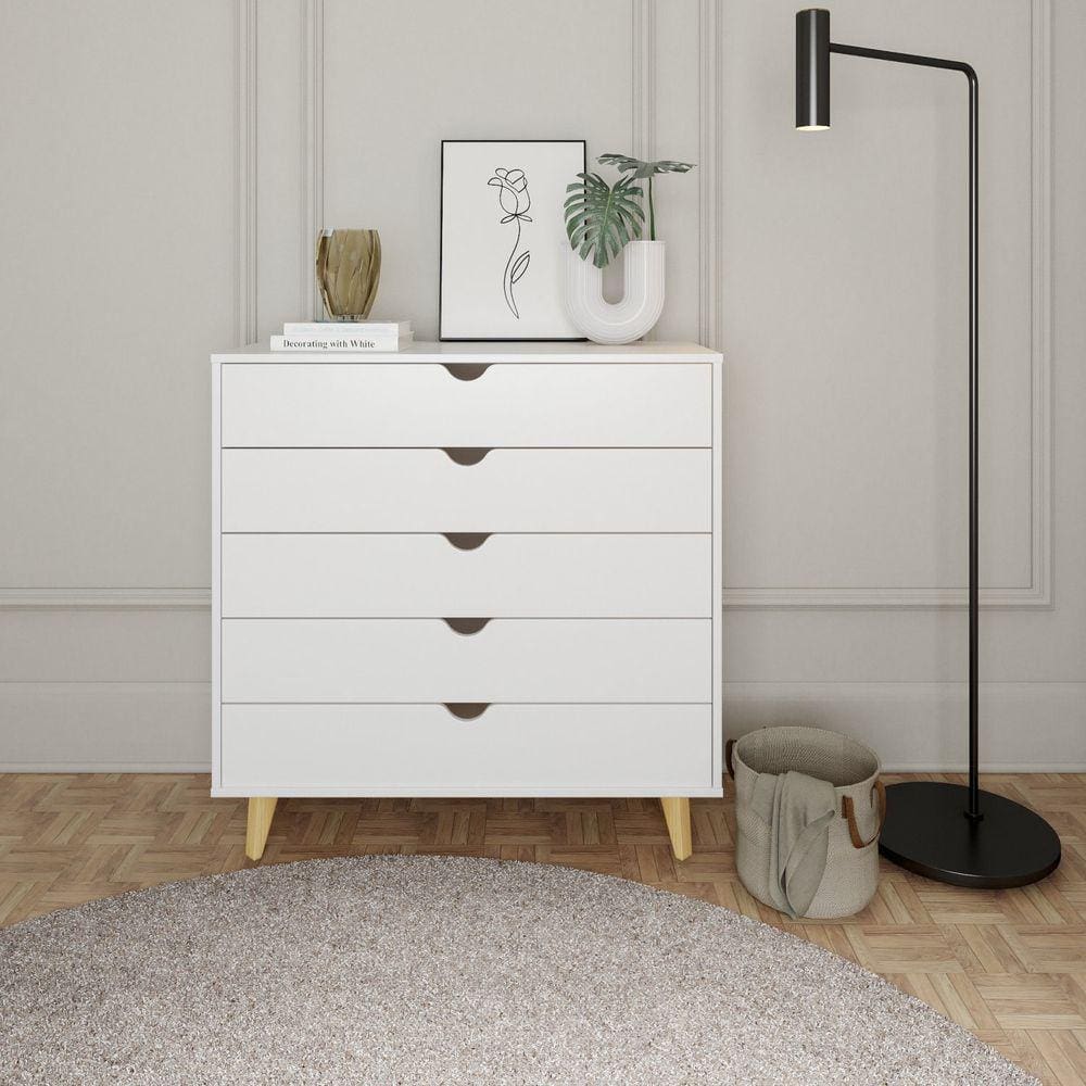 Cômoda Ipanema 5 Gavetas em MDP e Pintura BP Fosca Branco