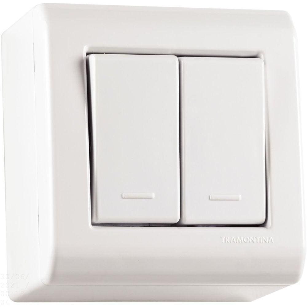 Caixa De Sobrepor Com 2 Interruptores Simples 10 A 250 V Tramontina Lizflex Branca Tramontina